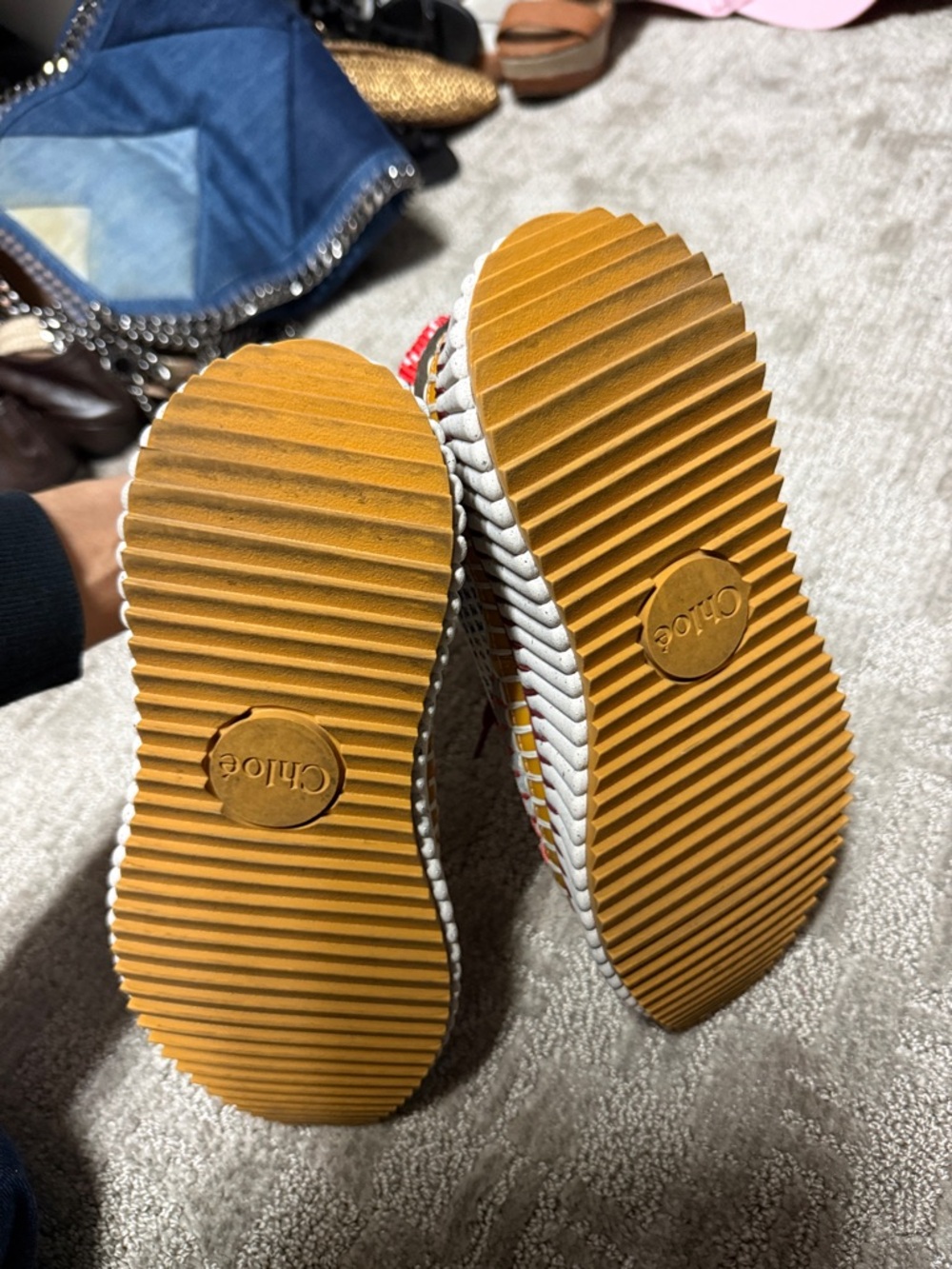 Chloe Multicolor Woven Lace-Up Sneakers with Burgundy Laces - Picture 4 of 8